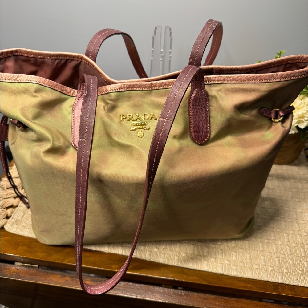 Vintage Prada Pink & Green Ombré Tote